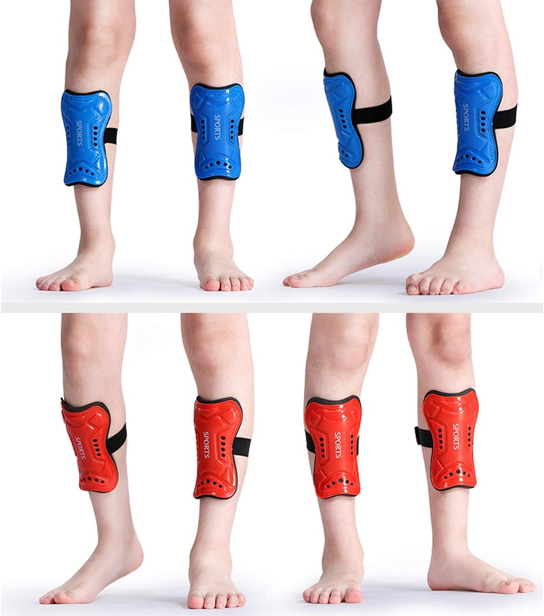 Shin Guards for Kids Youth Soccer Shin Guards 2 Pair Lightweight and Breathable Children's Calf Protectors for 3-10 Years Old Boys Girls Toddler Kids Teenagers (Black & Blue) : Sports & Outdoors