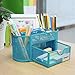 Annstory Home Office Desk Organizer with 9 Compartments + Drawer Mesh Tray for Pen, Great Adult Kids Gift,Blue