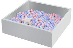 UHAPPYEE Extra Large Square Foam Ball Pit for Toddler, 47"x47"x14" Soft Ball Pit Pool with Removable Cover, Indoor Memory Sponge Ball Playpen Without Balls - Light Grey