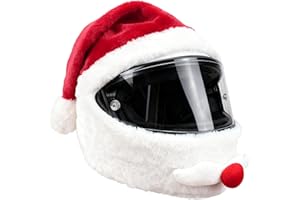 HOLIBERTY Funny Christmas Motorcycle Helmet Cover Cartoon Cute Plush Santa Claus Hat Helmet Protection Fun Rides Gift Festival Xmas Winter Full Face Helmets Covers Decorations Accessories for Women Men