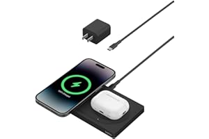 Belkin 2-in-1 Wireless Charging Pad with MagSafe 15W, Fast Charging iPhone Charger - Wireless Charging Station for iPhone 16, 15, 14, and 13 Series, AirPods, and Other MagSafe Enabled Devices - Black