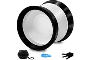 YOYOSTUDIO Yoyo Professional Unresponsive Yoyos with Dual Aluminum Alloy Rings, Pro Tricks Yo yos for Adults, Metal Yoyo with Strings, Gloves & Case Silver (Black Ring)