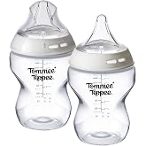 Tommee Tippee Natural Start Newborn Baby Bottles, 0m+, 9oz | Pack of 2, Slow Flow Triangular Nipples