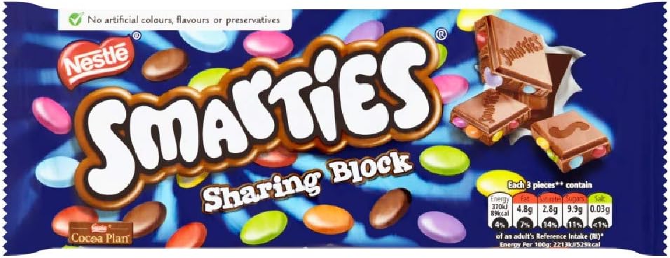 Smarties Chocolate Sharing block 100g (Pack of 12)