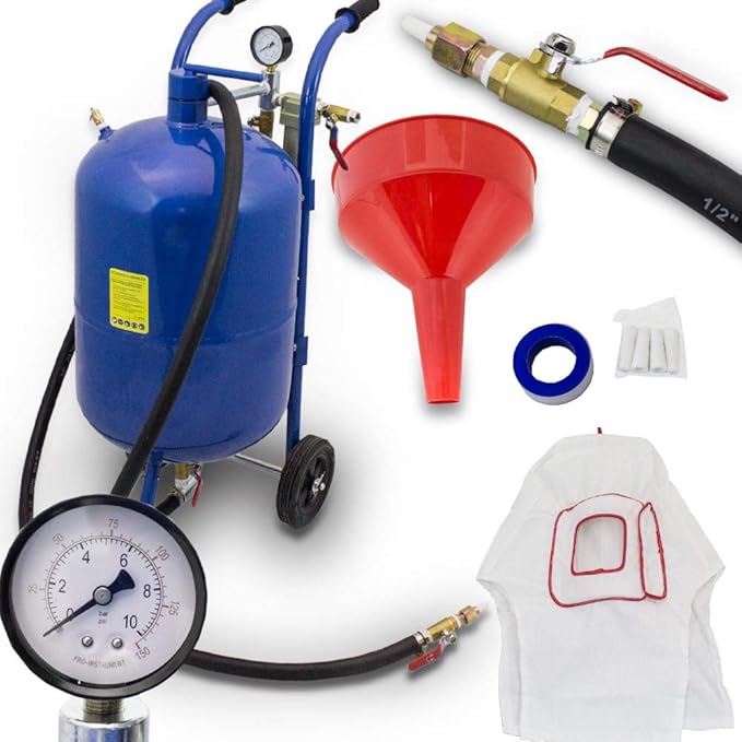 Mobiler Sandstrahler 15 Liter - Druckloses Sandstrahlgerät Mit 4 Düsen & Rädern