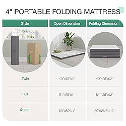 Novilla Folding Mattress Twin,4 Inch Memory Foam