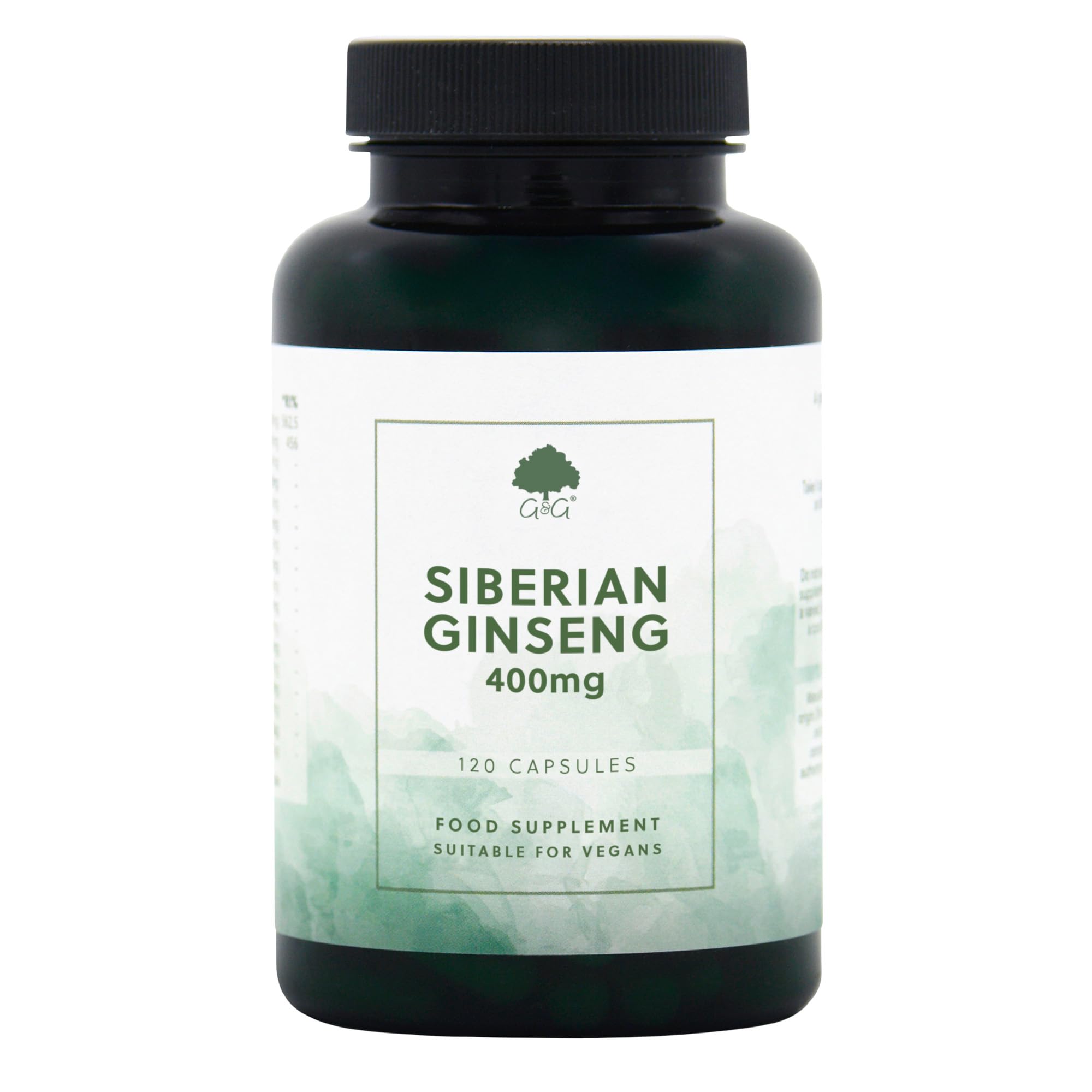 Siberian Ginseng Capsules 400mg - 120 Vegan Capsules - Non-GMO, Made in the UK - G&G Vitamins