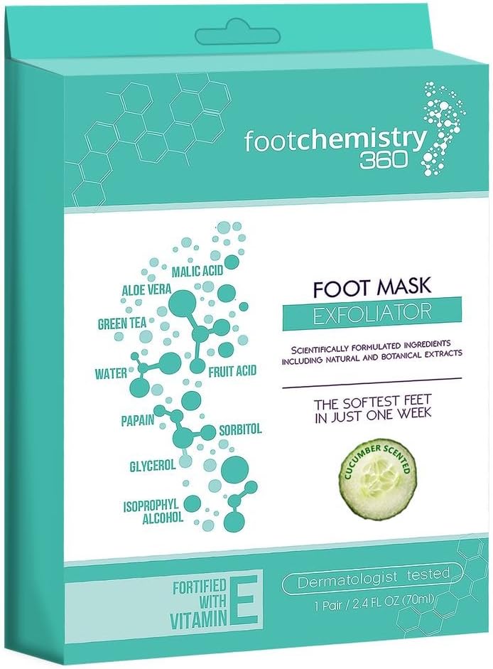 FootChemistry 360 Foot Peel Mask, Exfoliating Foot Peeling Mask, Remove Dead Skin Cells, Impurities and Peel off Calluses, Repair Rough Heels, Get Baby Soft Feet in One Week (Cucumber Scented, 1 Pack)