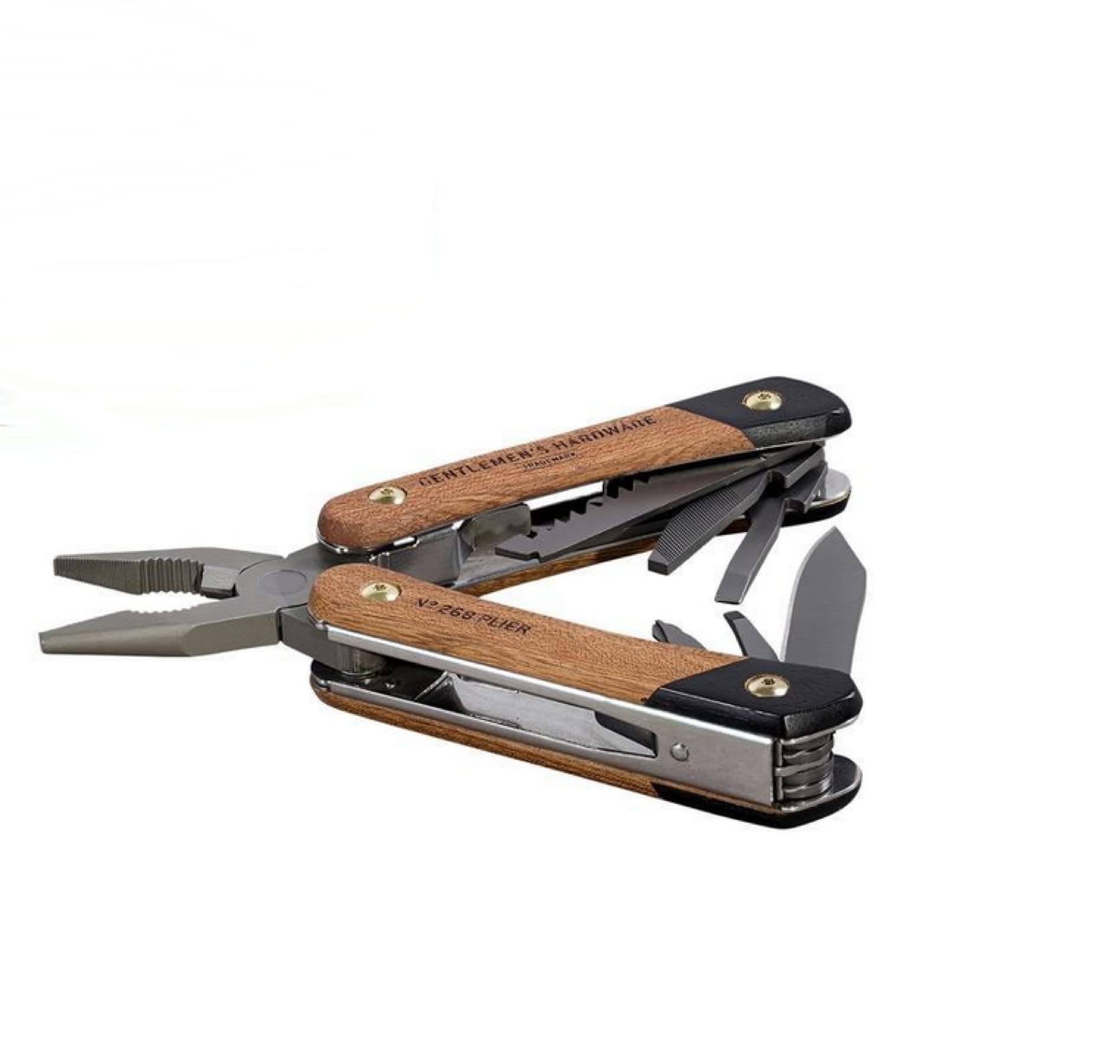 Gentlemen's Hardware Multitools No. 627 Wood Handled Plier Multi-Tool, 12-in-1, Titanium Finish