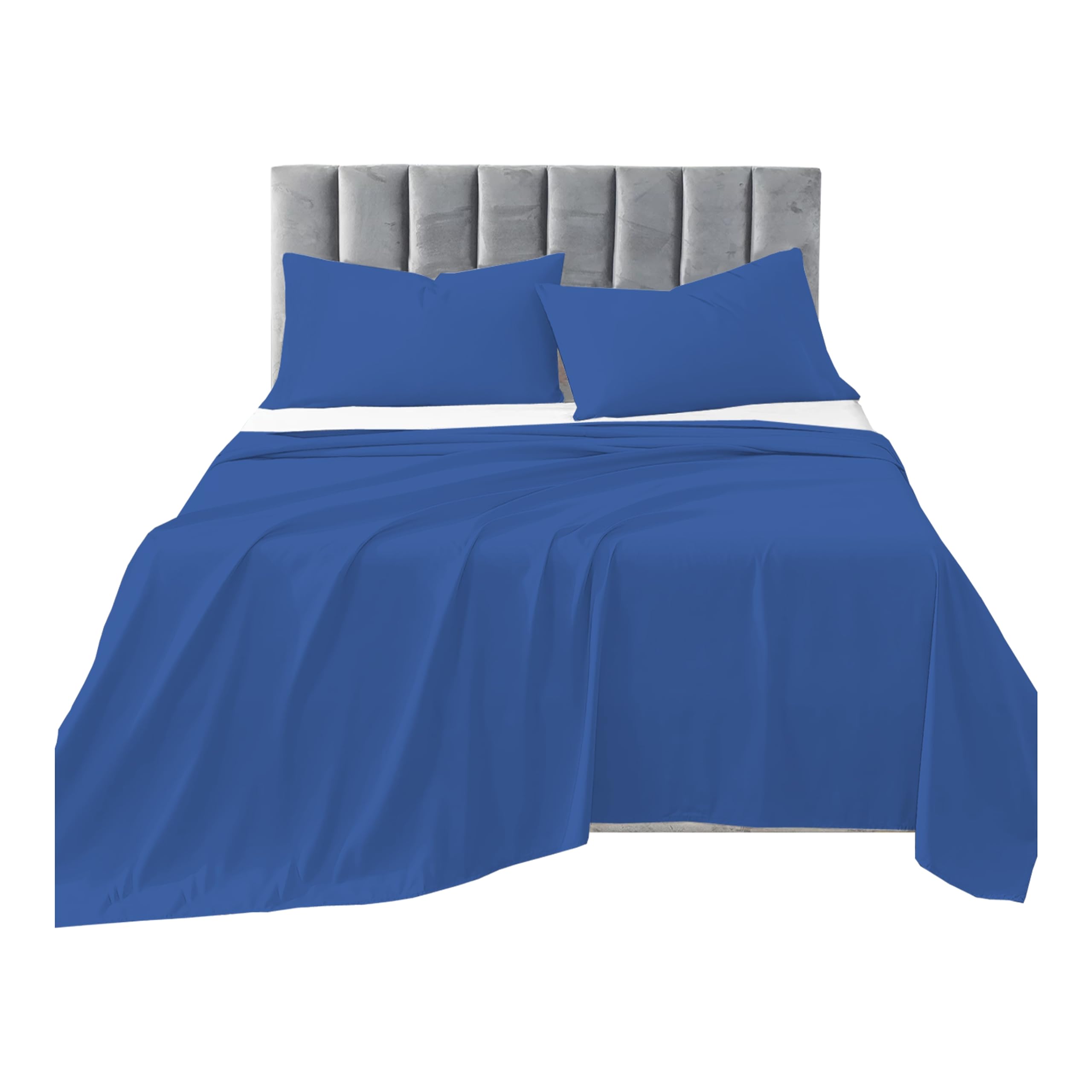 R&Z Plain Luxuary Polycotton Flat Sheets Single, Double, King, S King (Mid Blue, Single) — image 1