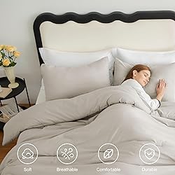 CozyLux Beige Comforter Set Full Size, 3 Pieces