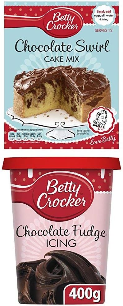 Betty Crocker Chocolate Swirl Cake Mix With Chocolate Fudge Icing Pack Of 6 Amazon Co Uk Grocery