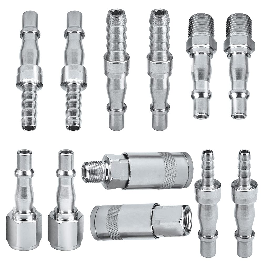 Connectors, Air Connections,12 pcs Air Connections,1/4" BSP Air Line Hose Compressor Fitting Couplings Connector Male Female and Male Fittings for 6, 8 & 10mm Hose