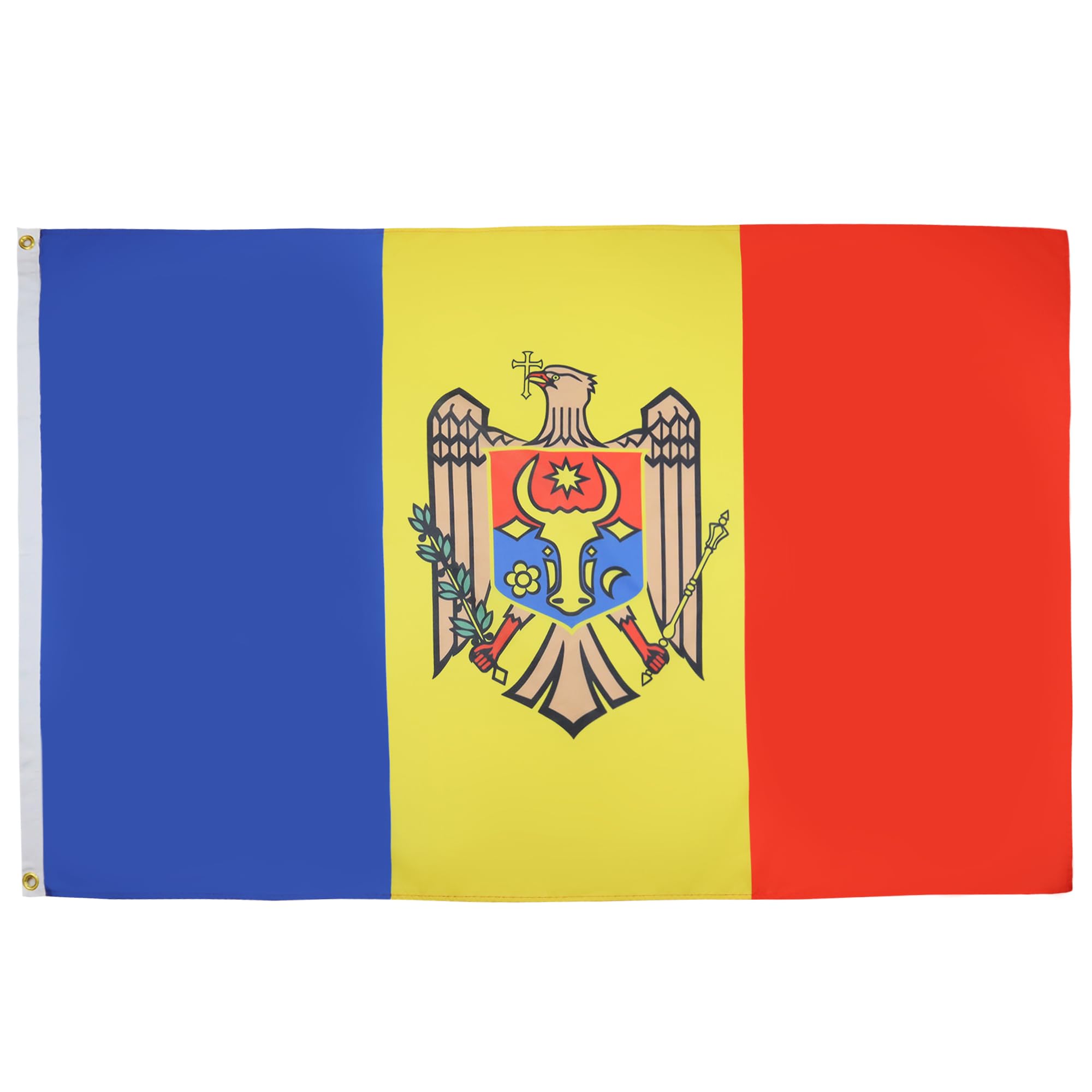 AZ FLAG - Moldova Flag - 2x3 Ft - 100D Polyester Moldovan Banner with Two Metal Grommets - Fade Resistant - Vivid Colors - 2' x 3' Feet - 90x60 Cm — image 1