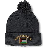 Speedy Pros Pom Pom Beanies for Women Free Palestine Flag Palestinian Arabic Filastin Skull Cap Acrylic One Size