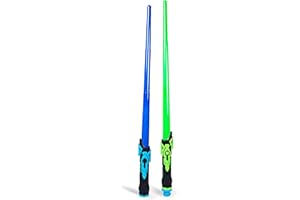 Boley Dual Light Saber Set – Blue & Green Extendable LED Toy Swords for Kids – Interactive Sound Light-Up Playset – Fun Dueling Swords for Sci-Fi Cosplay and Pretend Play – Ages 3+