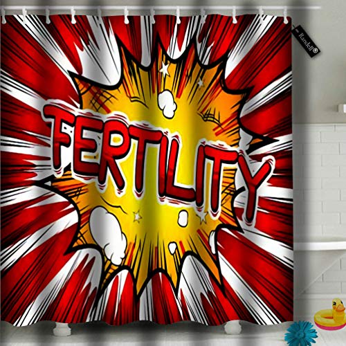 Randell Shower Curtain Set Fertility Illustrated Comic Book Style Phrase 66"X72"Inch - Thumbnail 4