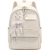 Lanola Teen Girl School Backpack Casual Daypack Bookbag Elementary College Travel Backpack with Cute Ribbon for Girls