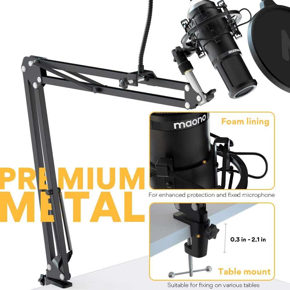 Podcast Microphone 192KHZ/24BIT MAONO AU-PM420 Metal USB Condenser Cardioid PC Mic with Professional Sound Chipset for Gaming, Streaming, YouTube, Voice Over, Studio/Home Recording: Computers & Accessories