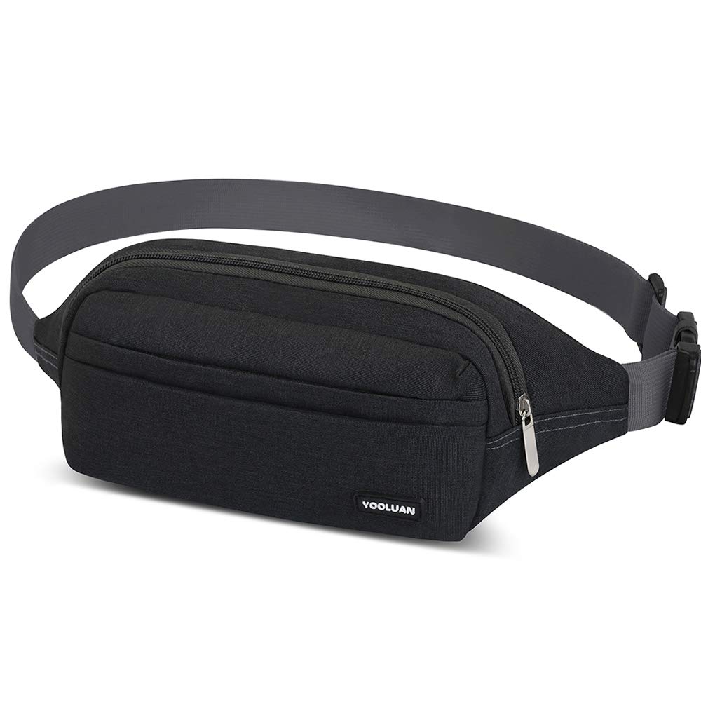 Yooluan Waterproof Bum Bag Waist Fanny Packs 4 Zip Pockets Travel Hiking Outdoor Sport Running Belt Holiday Hiking Doggy Bag Money Hip Pouch