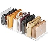 Yieach Clear Acrylic Shelf Dividers for Closet Organization,8 Pack Adjustable Bags,Clutch,Purse Organizer and Storage,Handbag Organizer for Closets,Purse Divider,8.8″ Tall Sweater,Tshirt,Towel Divider