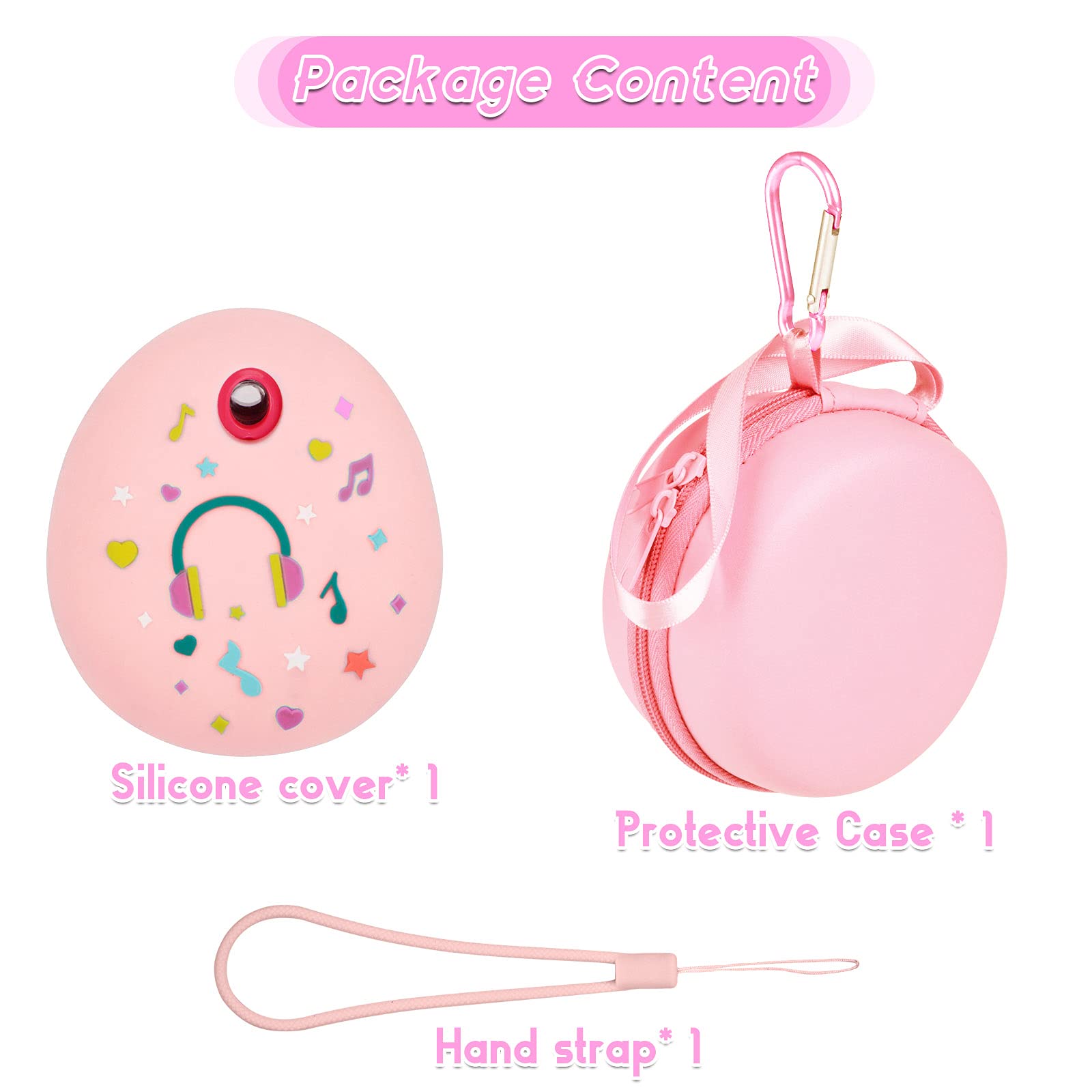 MGZNMTY Travel Carrying Case and Silicone Cover for Tamagotchi Pix Digital Pet Interactive Virtual Toy, Protective Storage Holder for Electronic Gadgets Toys for Kids (Pink)