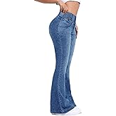 Flvsun Women's High Waist Bell Bottom Jeans Stretchy Flared Elastic Slim Fit Tummy Control Bootcut Denim