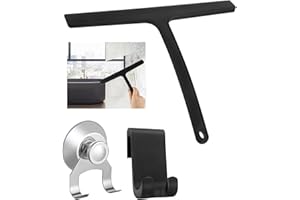 WLICH Shower Squeegee for Glass Doors,Silicone Shower Squeegee Glass Cleaner Tool Holder,All Purpose Squeegee with Hook for Shower Doors, Windows, Mirrors, Tiles and Car Glass-9 Inch