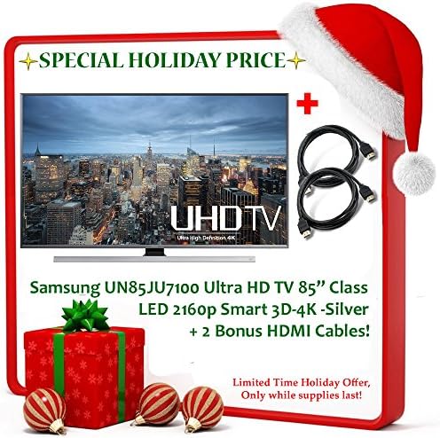 Black Friday Deal Brand New! Samsung UN85JU7100 Smart 85" LED 3D 4K Ultra HD TV - Silver + 2 Bonus HDMI Cables!