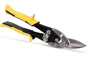 Flameweld Aviation Snips Right Cut - 10 Inch Tin Snips Cutter for Cutting Metal Sheet, Chrome Vanadium Steel with Forged Blade, Right Aviation Snips for Safety Latch, and Hanging Hole