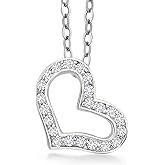 Gem Stone King 925 Sterling Silver White Cubic Zirconia CZ Heart Shape Pendant Necklace For Women (10X14MM, with 18 Inch Silver Chain)
