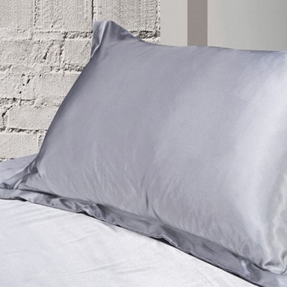 Pair Satin Silk Pillowcases for Hair and Skin Pillow Cover Case 84x54cm Grey