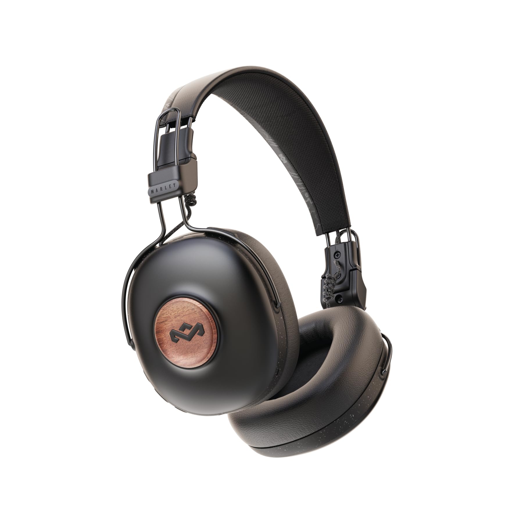 House of Marley Positive Vibration Frequency Over Ear Wireless Headphones - Bluetooth Headphones, 34 Hr Playtime Earphones with Microphone, Passive Noise Isolation, Sustainable Materials, Black