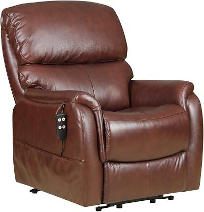Morris Living Montreal Dual Motor Riser Recliner Chestnut Leather Chair