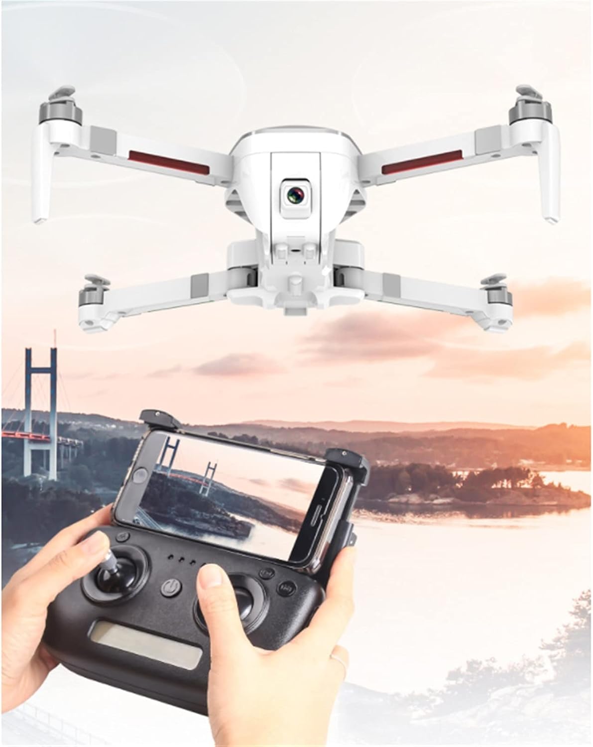 SCYMYBH Drones GPS Dual Cameras, 4K UHD Mini FPV Quadcopter with Live Video, Auto Return Home, Follow Me, Tap Fly, Easy to Use for Beginner (Color : White)