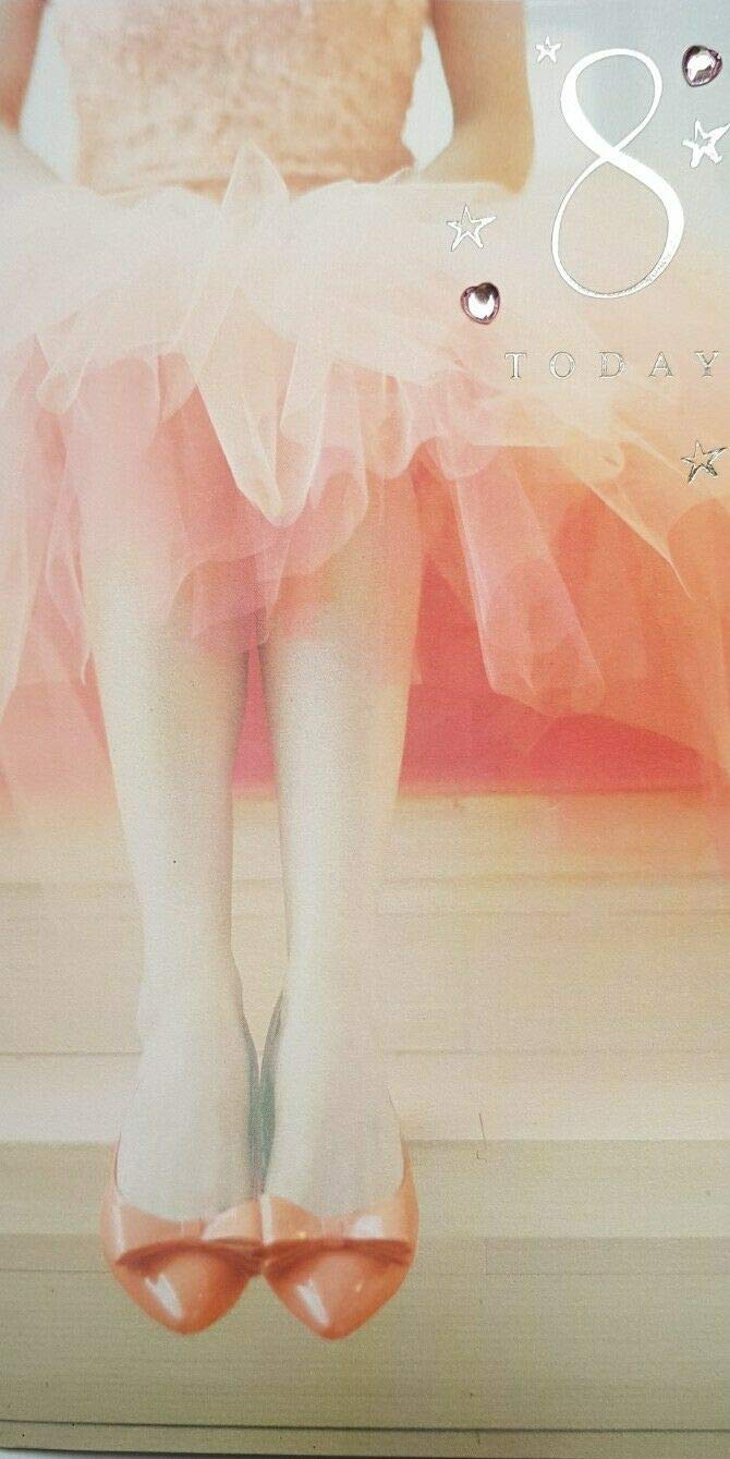 Hallmark Girl 8th Birthday Card - Little Girl Party Dress and Shoes