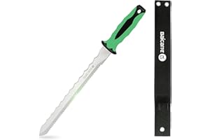 BaiCarre Insulation Knife,Garden Knife Tool-Weeding & Digging Knife,Sod Knife with Nylon Sheath,Double Sided Serrated Stainless Steel Utility Kife for Cutting Insulation,7.8" Blade Green New Handle