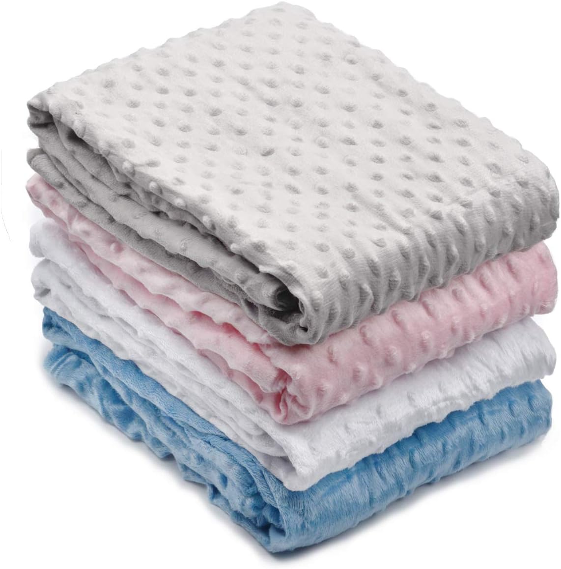 PEKITAS Extra Large Soft Double Layer Minky Dot Blanket Baby Boys Girls,35 x 40 inch,Pink