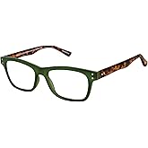 Scojo New York Bookman Blue Light Reading Glasses, Handmade Scratch Resistant Readers for Women and Men, Amazon Green