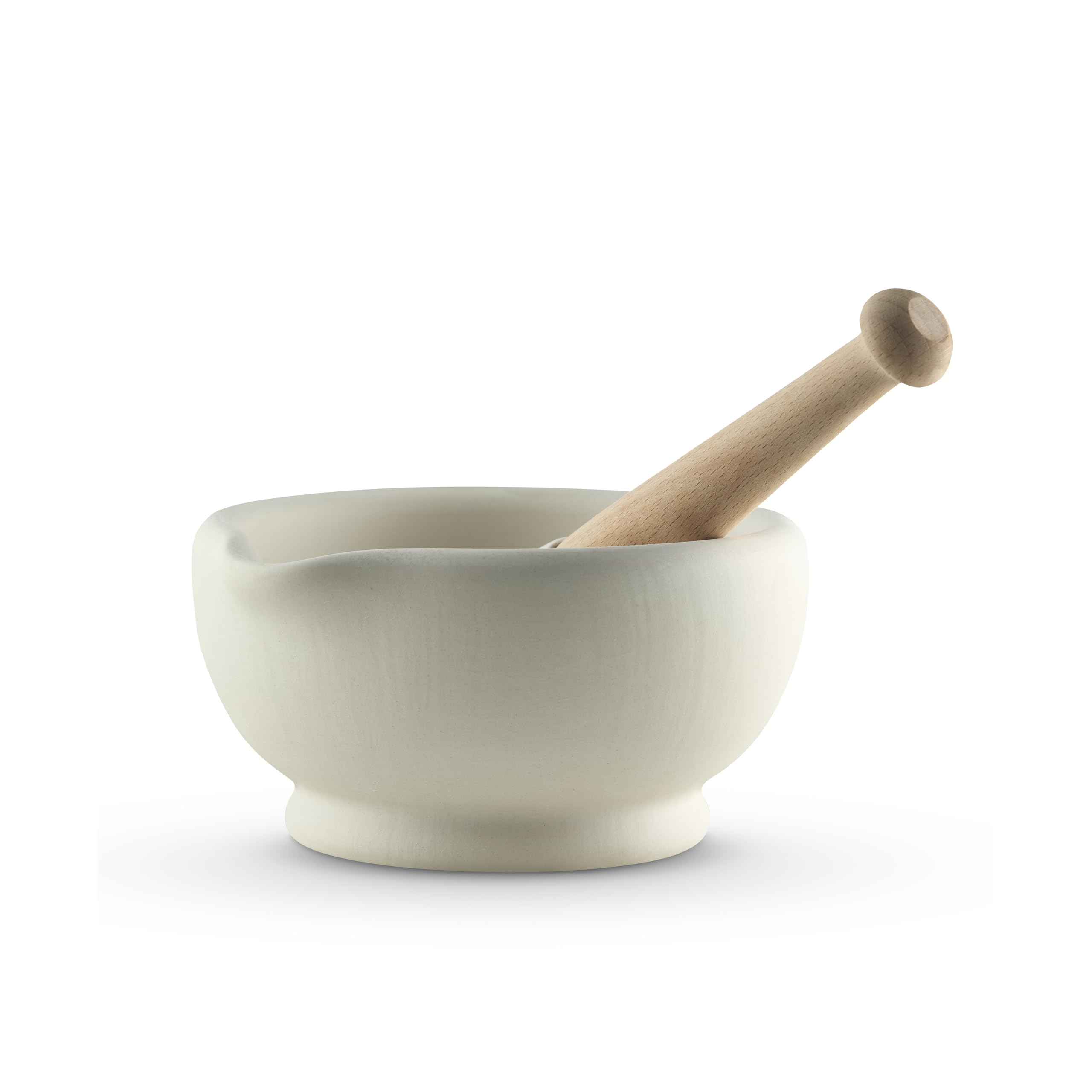 Milton Brook Vitrified Porcelain Pestle and Mortar Set for Grinding and Crushing Herbs, Seeds and Nuts, Size 3, 15.2cm Diameter, White