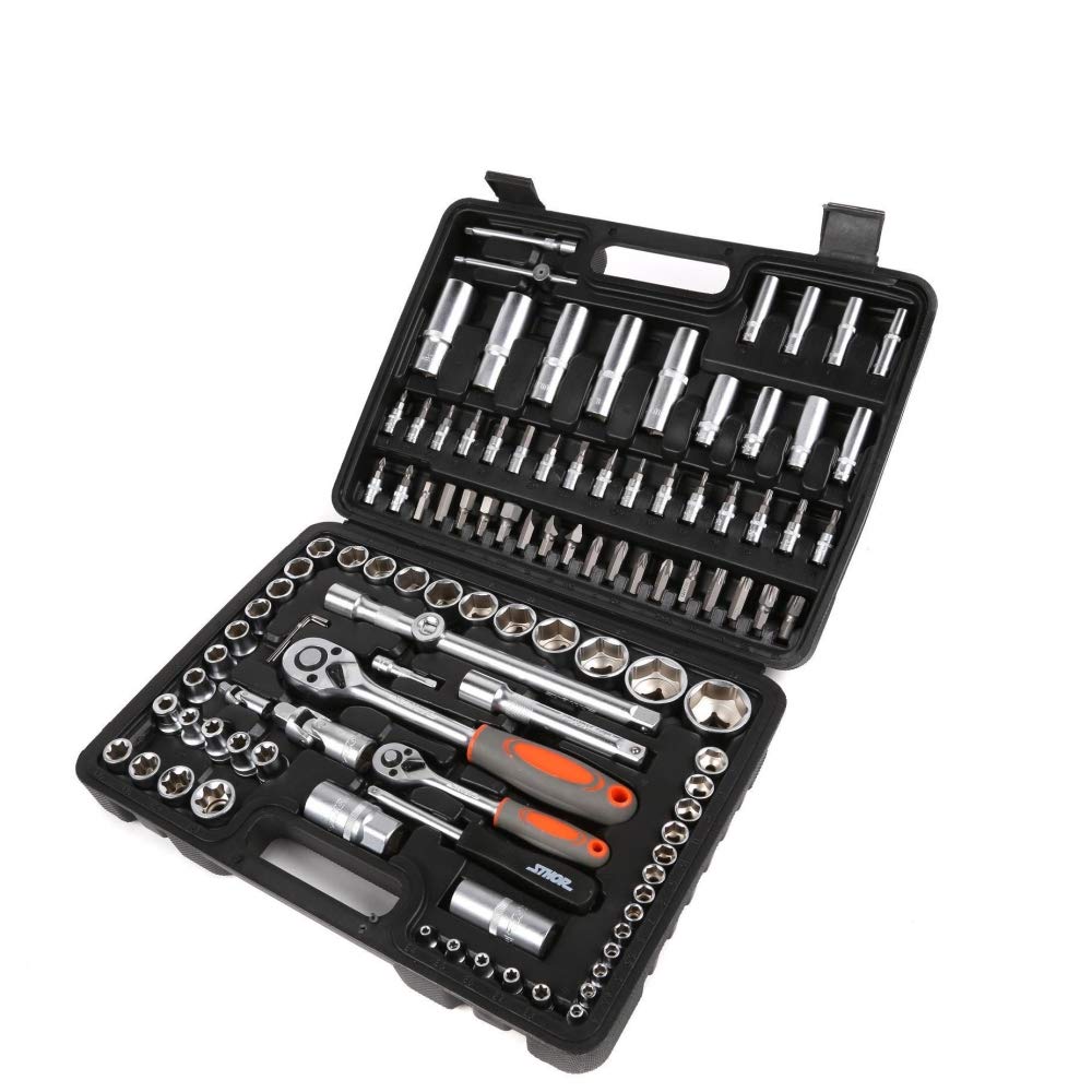 STHOR 58685 socket set 108 Pcs 1/2" & 1/4", metric AS-DRIVE type