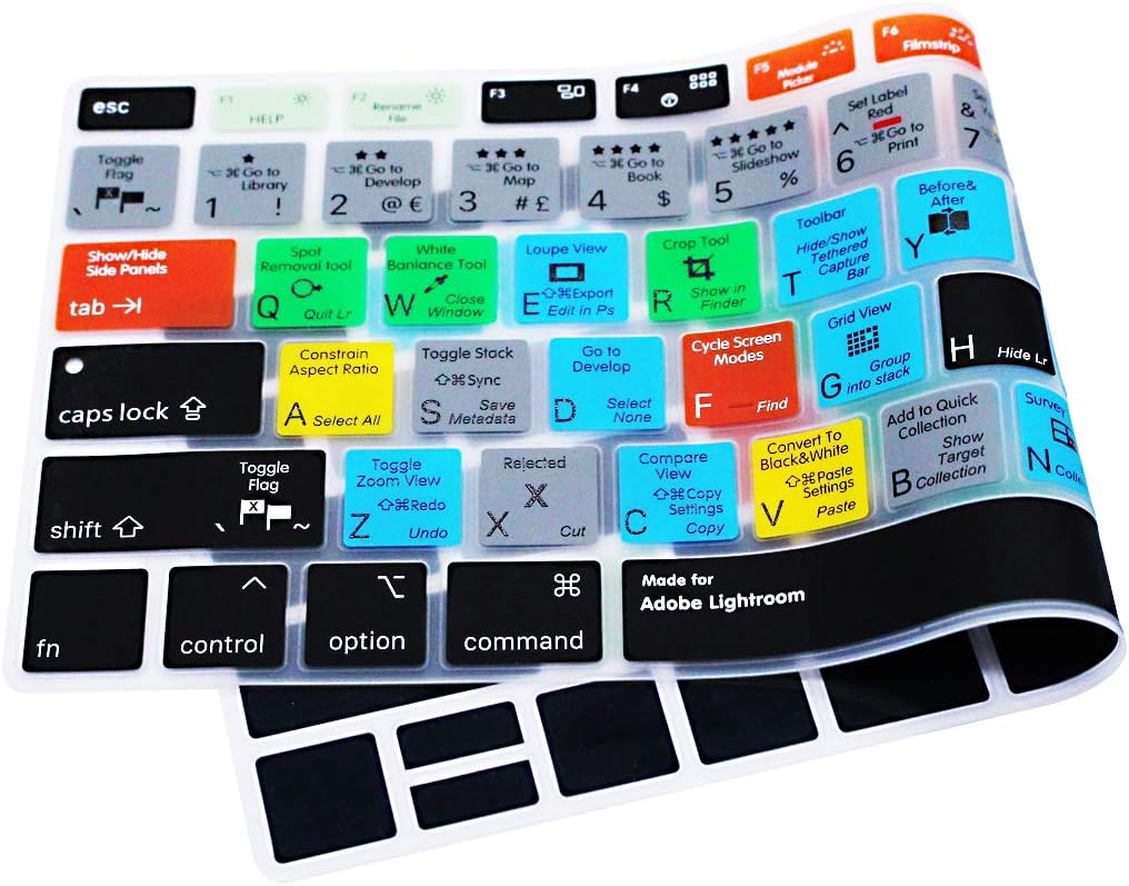 MMDW Lightroom Shortcuts Hotkey Keyboard Cover Skin Compatible with MacBook Air 2018 13.3 inch A1932 with Retina Display and Touch ID Silicone Protector,USA/EU Version - Image 4