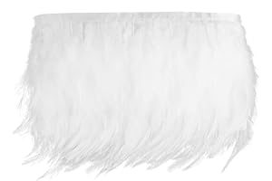 HaiMay 6.6 Yards White Rooster Feathers Fringe Trim Sewing Feather Trim Ribbon for Craft Clothes Accessories Latin Wedding Dress Home Party Costumes Decoration, 4-6 Inch Width