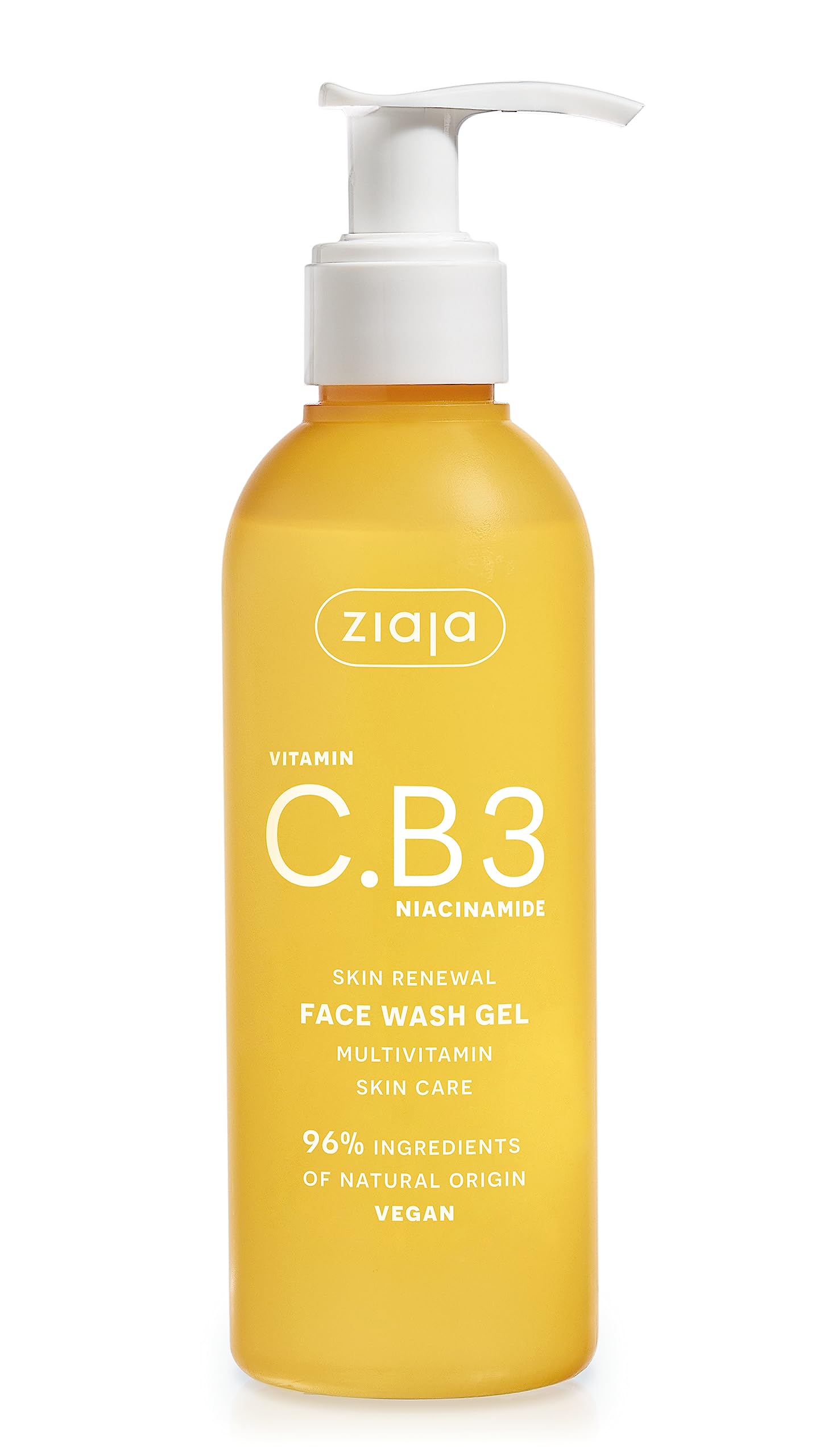 Ziaja Vitamin C & B3 Niacinamide Cleansing Gel, 190 ml - Hydrating, Brightening Face Wash for All Skin Types