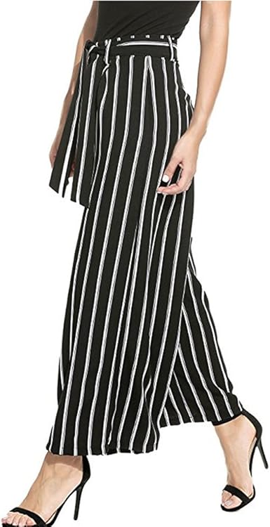 striped wide pants