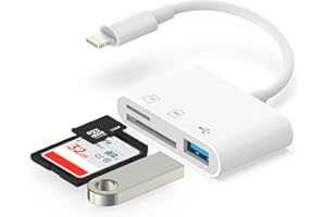 O-MEI STARS SD Card Reader for iPhone, Digital Camera Adapter iphone, Lightning to USB Adapter, 3 in 1 iphone SD Card Reader, Camera Adapter to iphone, Micro SD Card Adapter for iPhone 14/13/12/11/X/8/7/iPad