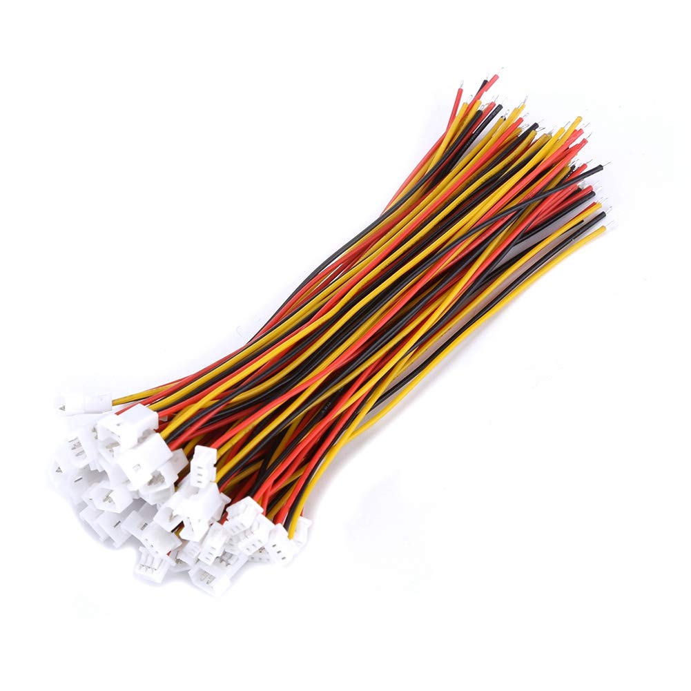 Connector Plug with Wire, 20 Sets 1.25MM Micro 2-Pin/ 3-Pin Male&Female Connector Plug with Wires Cables, Tin Plated Copper Wire for Circuit Board(3PIN)