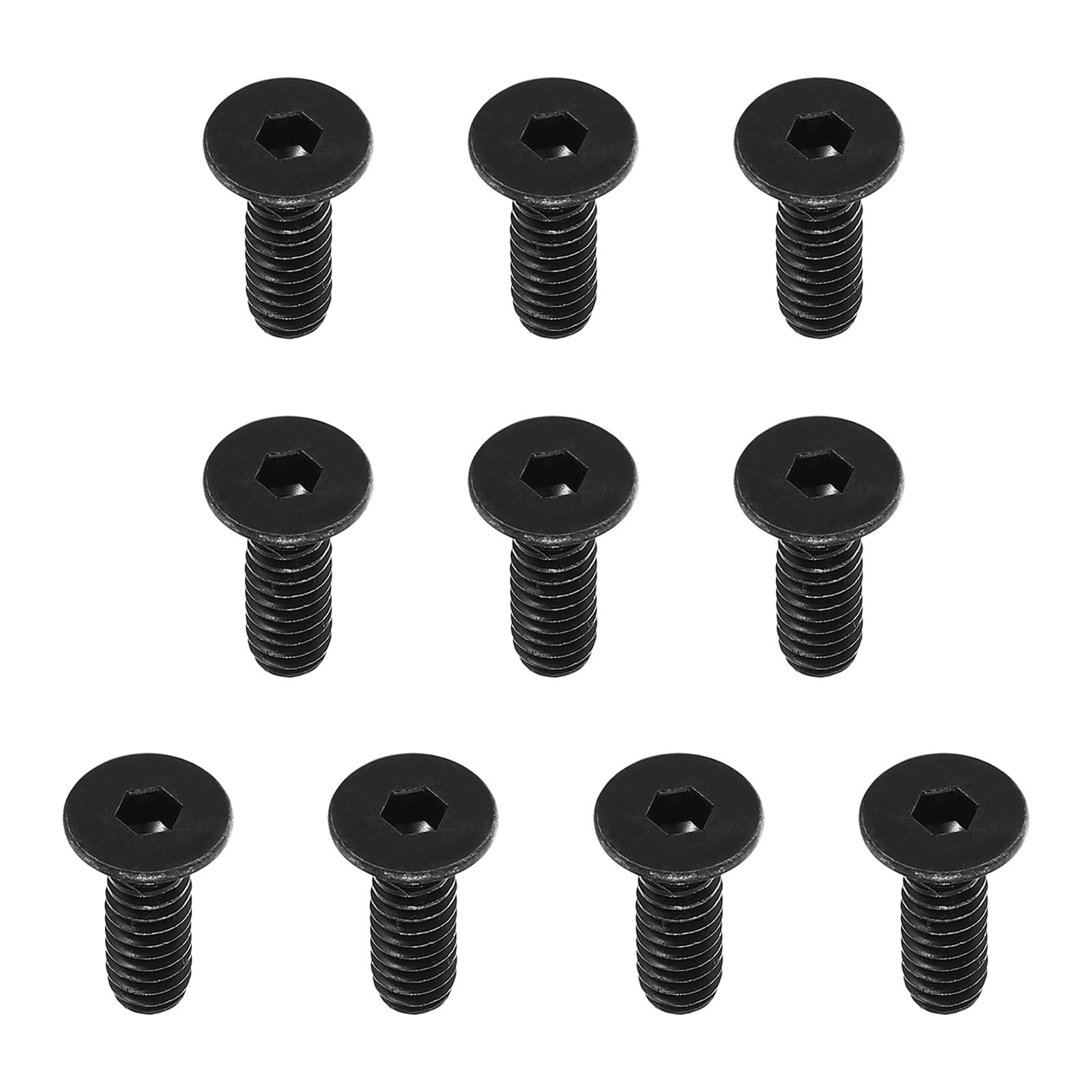 PATIKIL 1/4-20 x 3/4" Flat Head Socket Cap Screws, 10 Pack Flat Countersunk Bolts Carbon Steel Hex Socket Drive Machine Screws Full Thread Black Oxide Grade 10.9