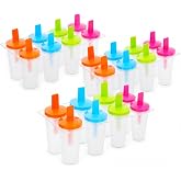 DECHOUS Small Plastic Popsicle Molds: 24-cavity Reusable Homemade Ice Popsicle Maker Easy-Release - Freezer Pop Molds with Sticks for Party Yogurt Juice Smoothies Sticks