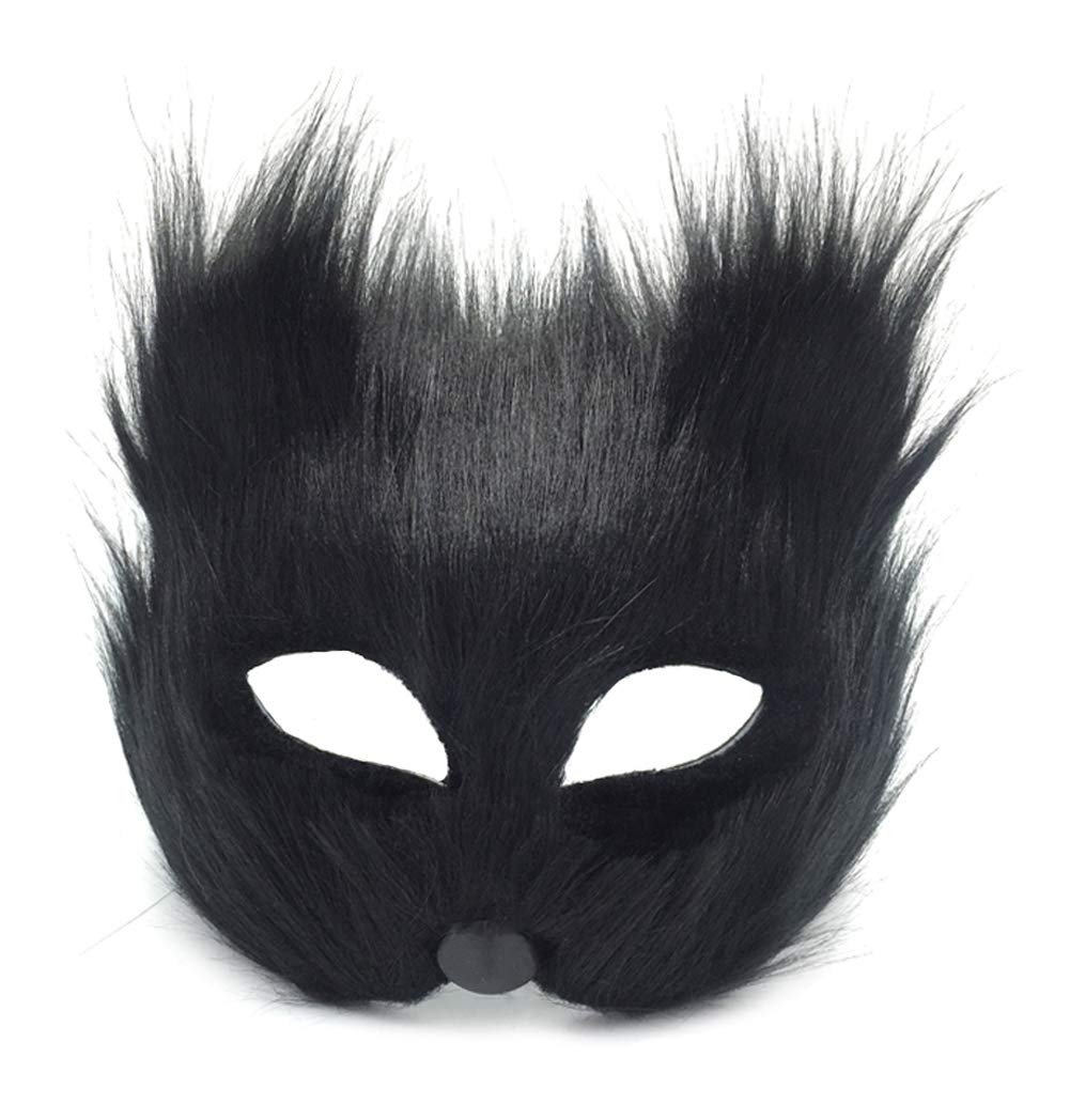 YJZQ Fox Mask Furry Fox Half Face Veil Fancy Dress Eye Mask Fox Costume Accessory Halloween Carnival Cosplay Party Mask Makeup Prop for Adult